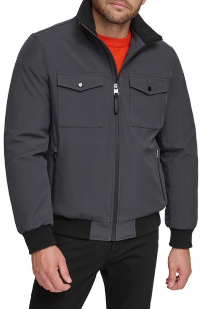 Calvin Klein Men's Flextech Solid Bomber Jacket In Iron