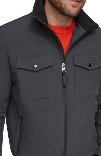 Calvin Klein Men's Flextech Solid Bomber Jacket In Iron