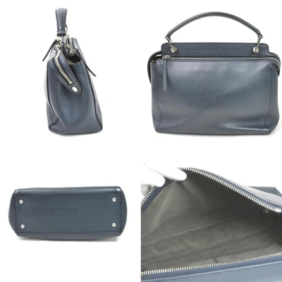 Shop Fendi Dot Com Navy Leather Shoulder Bag ()