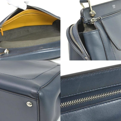 Shop Fendi Dot Com Navy Leather Shoulder Bag ()