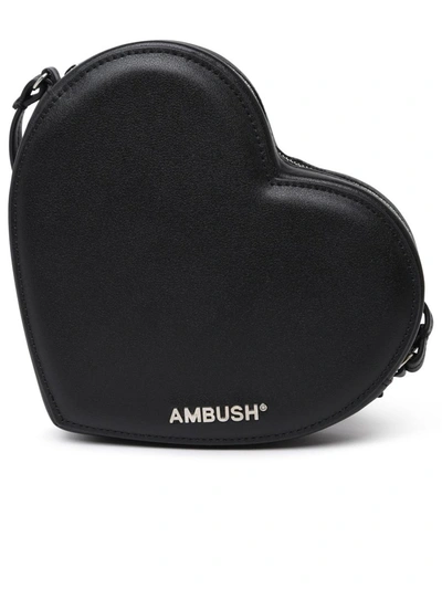 Shop Ambush Black Leather 'flat Heart' Bag