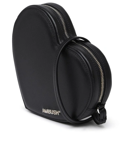 Shop Ambush Black Leather 'flat Heart' Bag