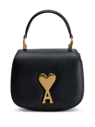 Shop Ami Alexandre Mattiussi Ami Paris Nano Leather Handbag In Black