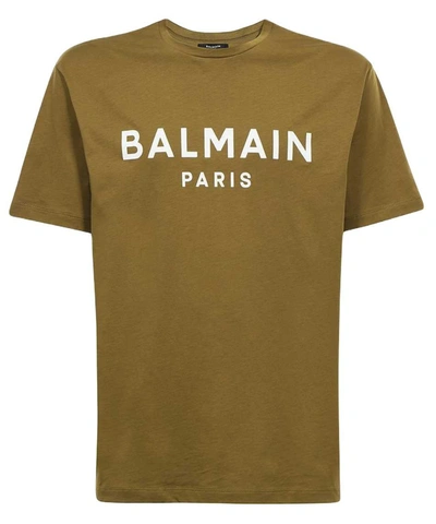 Shop Balmain T-shirts & Tops In Khaki/blanc Cass