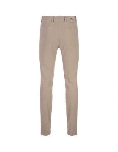 Shop Kiton Beige Stretch Cotton Trousers In Brown