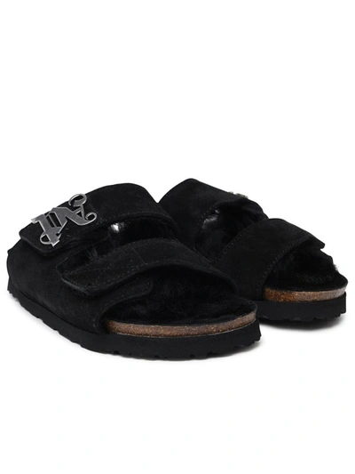 Shop Palm Angels 'comfy' Black Suede Slippers
