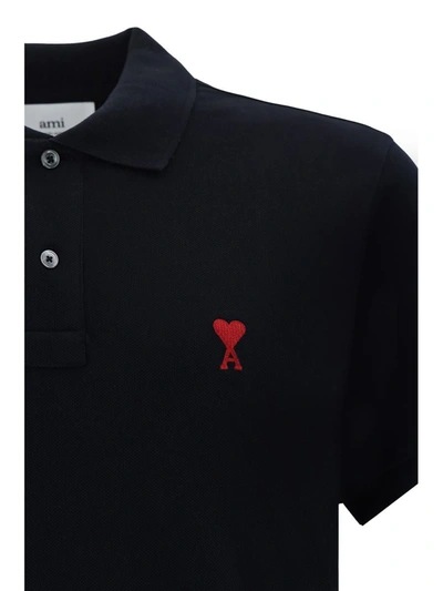 Shop Ami Alexandre Mattiussi Ami Paris Polo Shirts In Black
