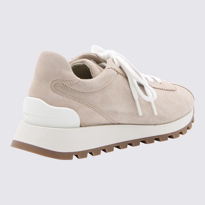 Brunello Cucinelli Suede Sneakers With Shiny Tab In Rose Poundre