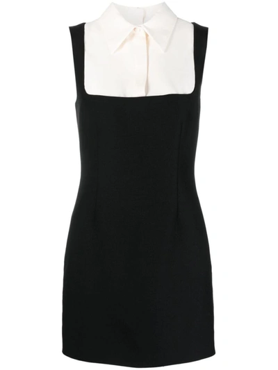 Shop Valentino Wool Blend Sleeveless Dress In Black