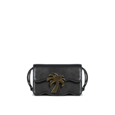 Shop Palm Angels Palm Beach Mini Leather Bag In Black