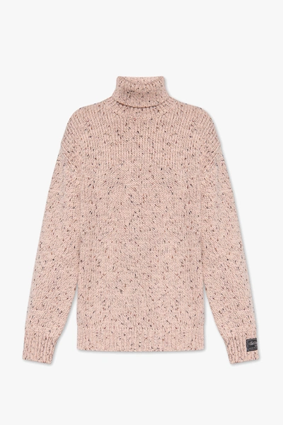 Shop Raf Simons Pink Relaxed-fitting Turtleneck Sweater In New