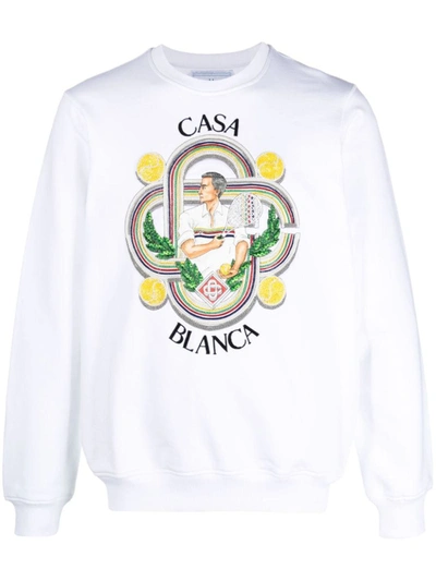 Shop Casablanca Cotton Sweatshirt In White