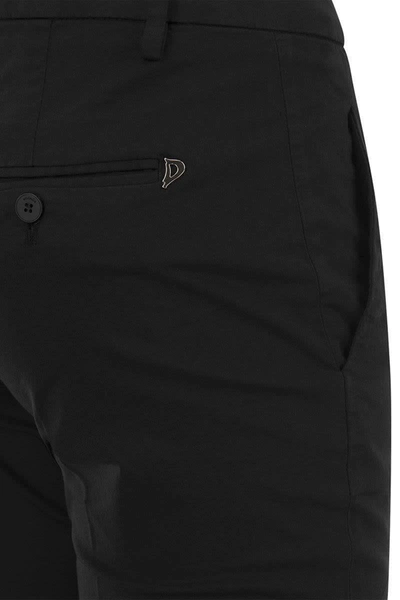 Shop Dondup Perfect - Slim Fit Pants In Modal And Cotton In Black