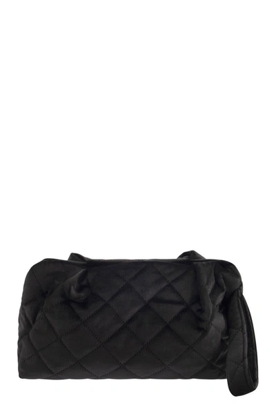 Shop Mc2 Saint Barth Quilted Velvet Clutch Bag In Black