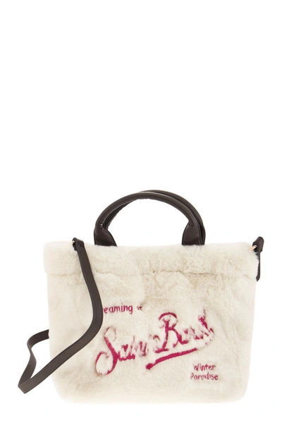 Shop Mc2 Saint Barth Soft And Furry Mini Vanity Bag In Milk