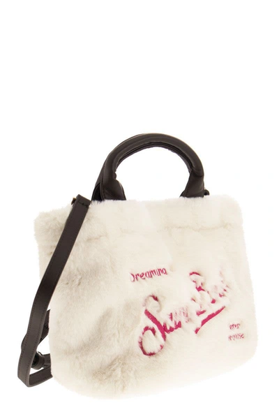 Shop Mc2 Saint Barth Soft And Furry Mini Vanity Bag In Milk