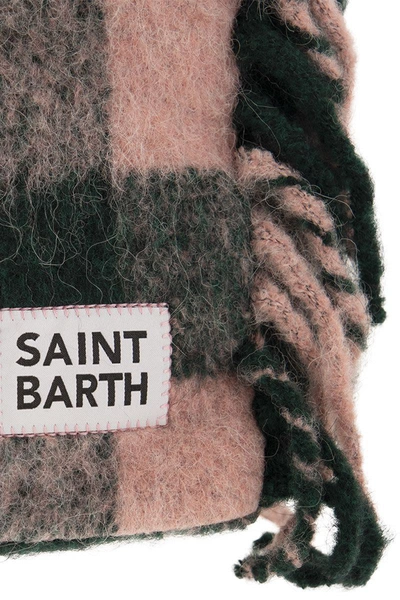 Shop Mc2 Saint Barth Tartan Bag With Fringes In Pink/green