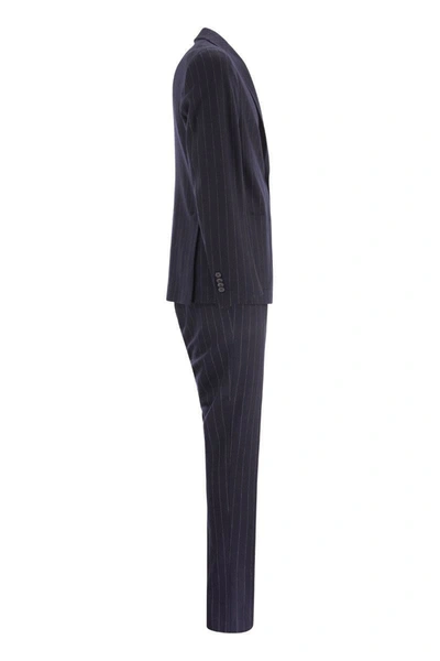 Shop Tagliatore Wool And Cotton Suit In Blue