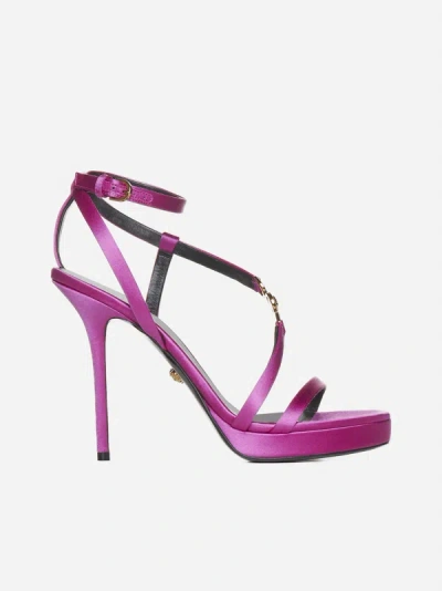 Shop Versace Satin Platform Sandals In Fuchsia