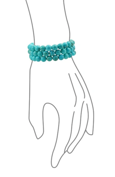 Bling Jewelry Simple Plain Set Of 3 Stabilized Turquoise 8mm Ball Bead Stones Stackable Strands Stretch Bracelet F In Aqua Turquoise