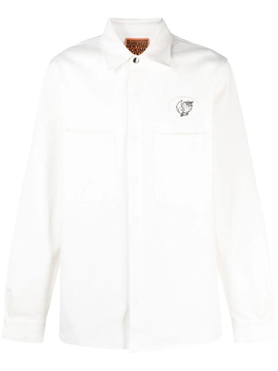 Shop Sky High Farm Logoed Cotton Shirt In White