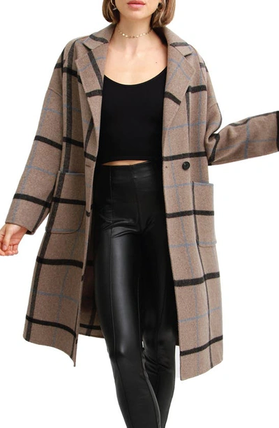 Belle & Bloom Publisher Double-breasted Wool Blend Coat In Oat Plaid