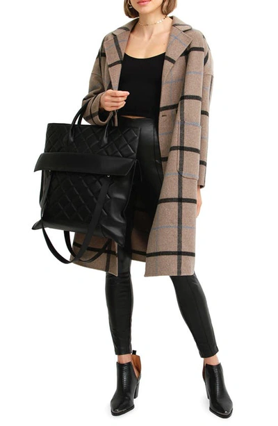 Belle & Bloom Publisher Double-breasted Wool Blend Coat In Oat Plaid