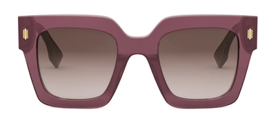 Shop Fendi Roma Fe 40101 F 81f Square Sunglasses In Brown