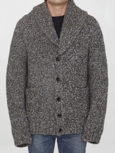 Shop Bottega Veneta Alpaca Cardigan In Grey