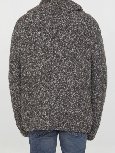 Shop Bottega Veneta Alpaca Cardigan In Grey