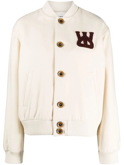 Shop Wales Bonner Sorbonne 56 Varsity Jacket In Ivory