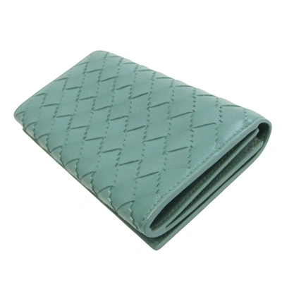 Shop Bottega Veneta Intrecciato Turquoise Leather Wallet  ()