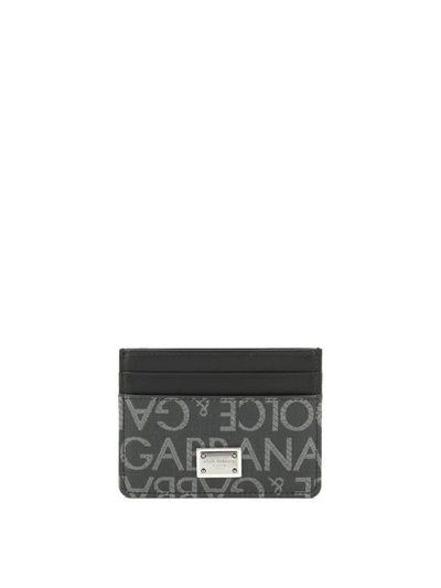 Shop Dolce & Gabbana "dauphine Jacquard" Card Holder In Black