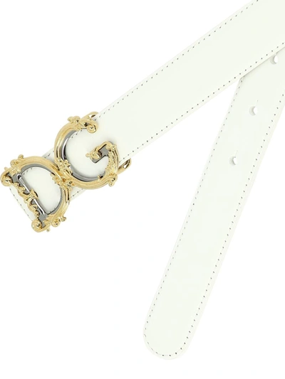 Shop Dolce & Gabbana "dg" Belt In White