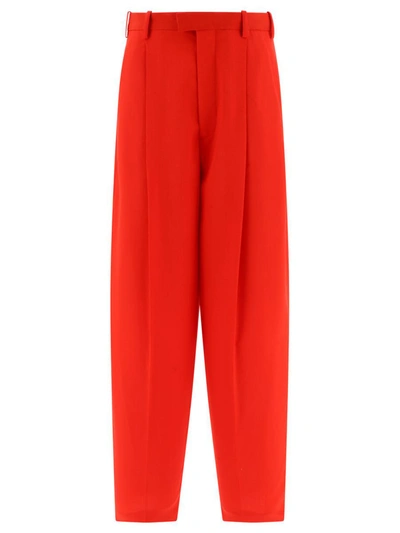 Shop Marni Tropical Wool Tailored Trousers In Red