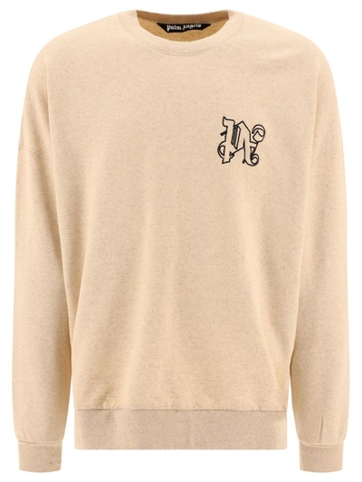 Shop Palm Angels "pa Monogram" Sweatshirt In Beige