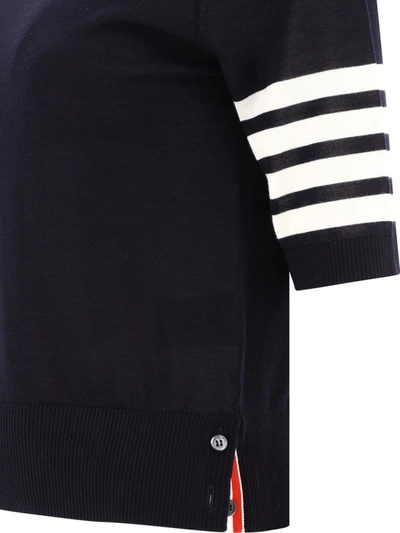 Shop Thom Browne "4-bar" Turtleneck Sweater In Blue