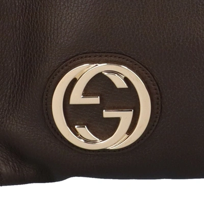 Shop Gucci Cabas Brown Leather Tote Bag ()