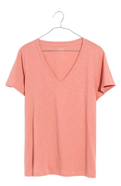 Shop Madewell Whisper Cotton V-neck T-shirt In Misty Rose