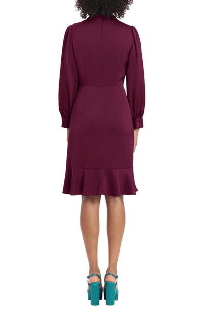 Shop Maggy London Long Sleeve Ruffle Hem Dress In Dark Purple