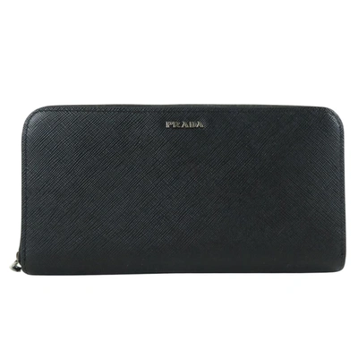 Shop Prada Saffiano Black Leather Wallet  ()