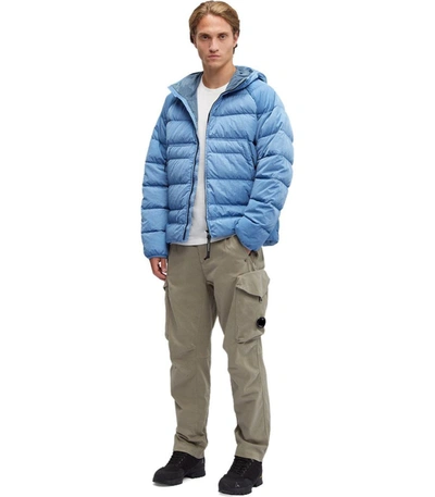 Shop Cp Company X Clarks C.p. Company  Eco Chrome-r Goggle Riviera Hooded Down Jacket In Blue