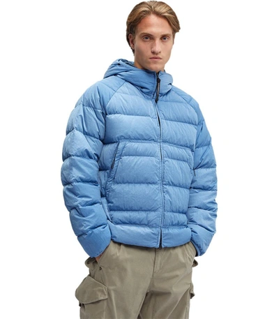 Shop Cp Company X Clarks C.p. Company  Eco Chrome-r Goggle Riviera Hooded Down Jacket In Blue