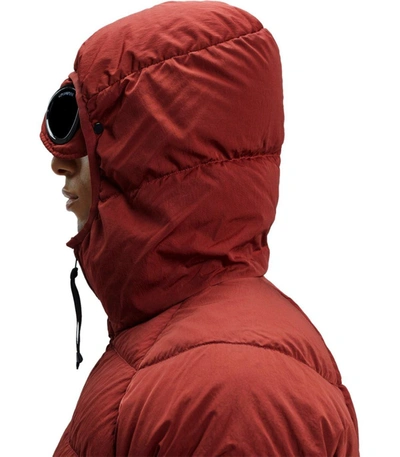 Shop Cp Company X Clarks C.p. Company  Eco Chrome-r Goggle Ketchup Hooded Down Jacket In Red