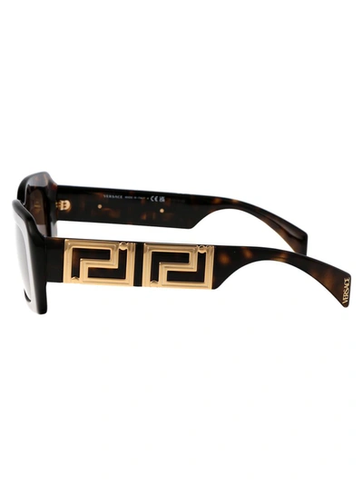 Versace Womens Brown 0ve4444u Branded-arm Rectangle-frame Tortoiseshell Acetate Sunglasses In 108/73 Havana