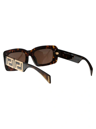 Versace Womens Brown 0ve4444u Branded-arm Rectangle-frame Tortoiseshell Acetate Sunglasses In 108/73 Havana