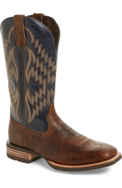 Ariat 'tycoon' Nine-row Stitch Cowboy Boot (men) In Brown Leather