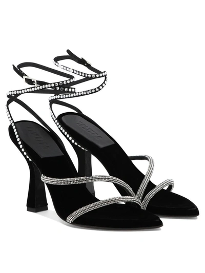 Shop 3juin "giglio Velvet" Heeled Sandals In Black