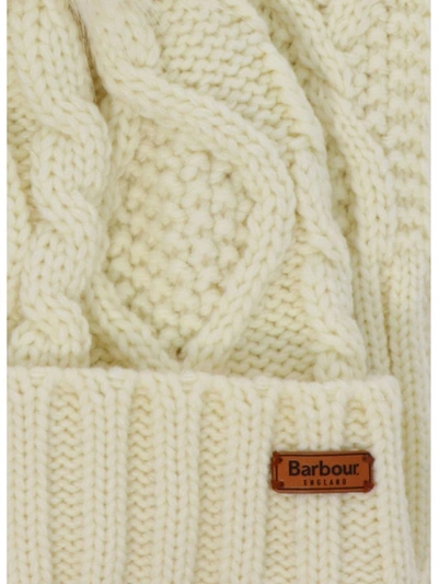 Shop Barbour "ridley" Beanie And Scarf Set In White