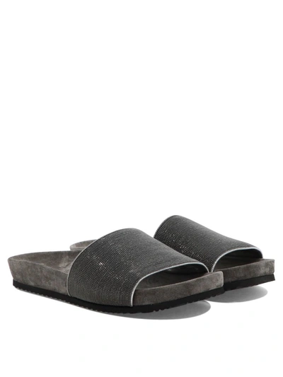 Shop Brunello Cucinelli "precious" Sandals In Grey